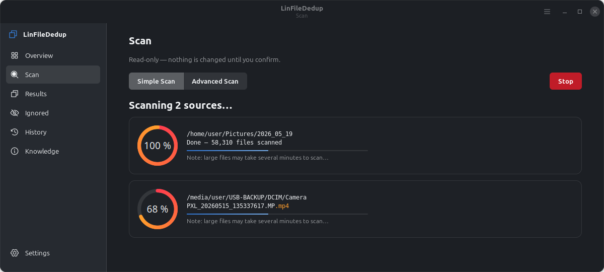 Per-source progress
