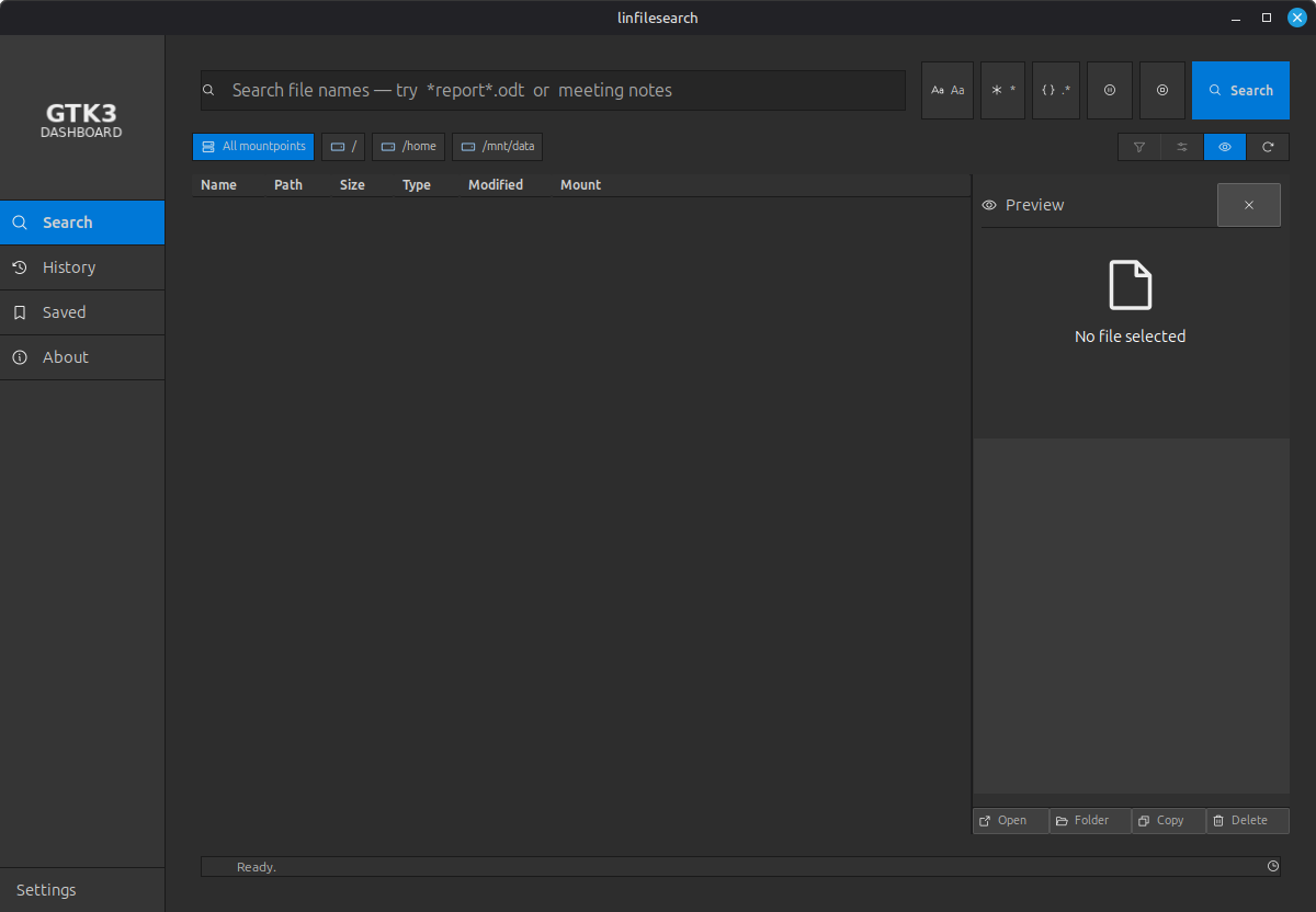 LinFileSearch screenshot